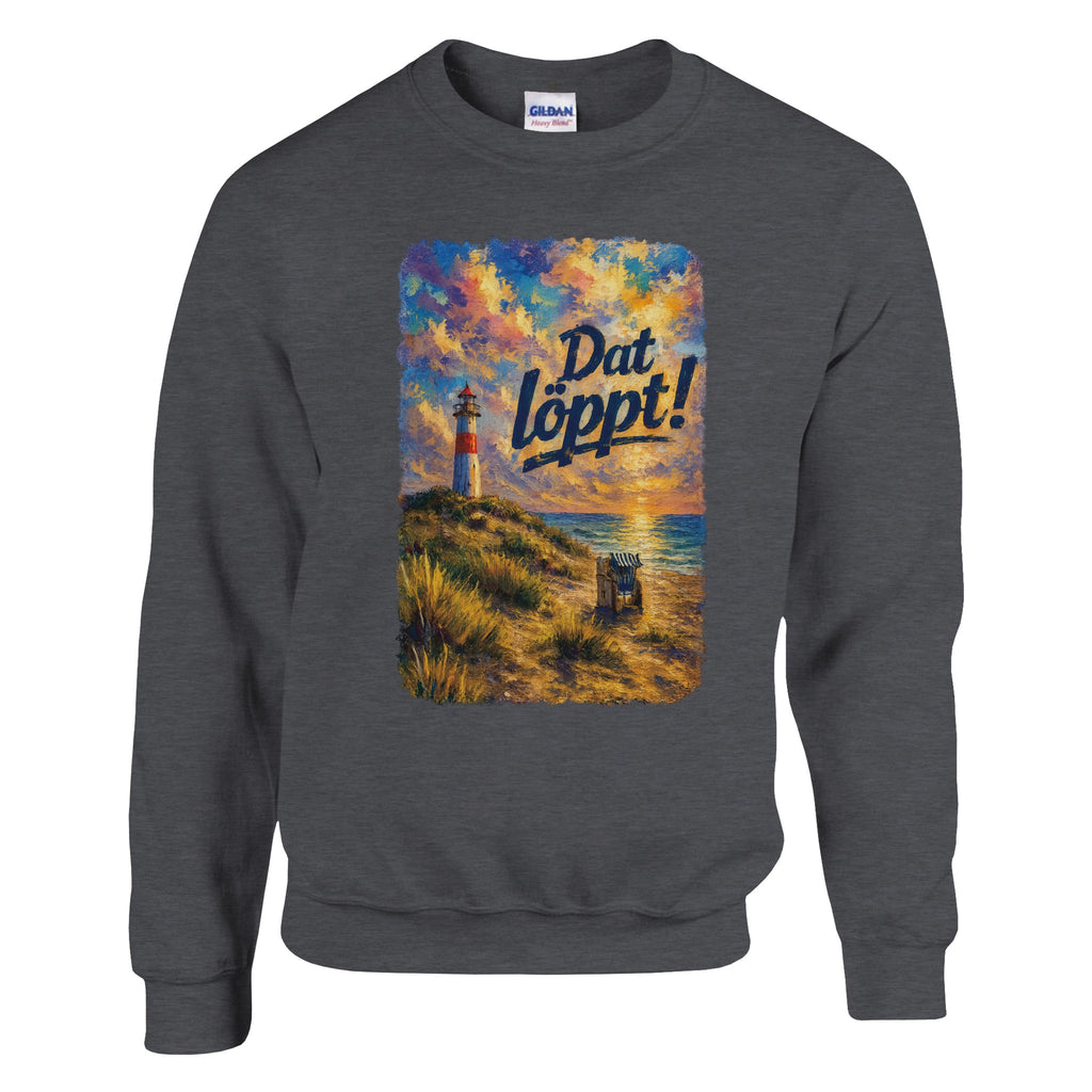 Pullover in Weiß mit Motiv „Dat Löppt! Typisch Norddeutsch“