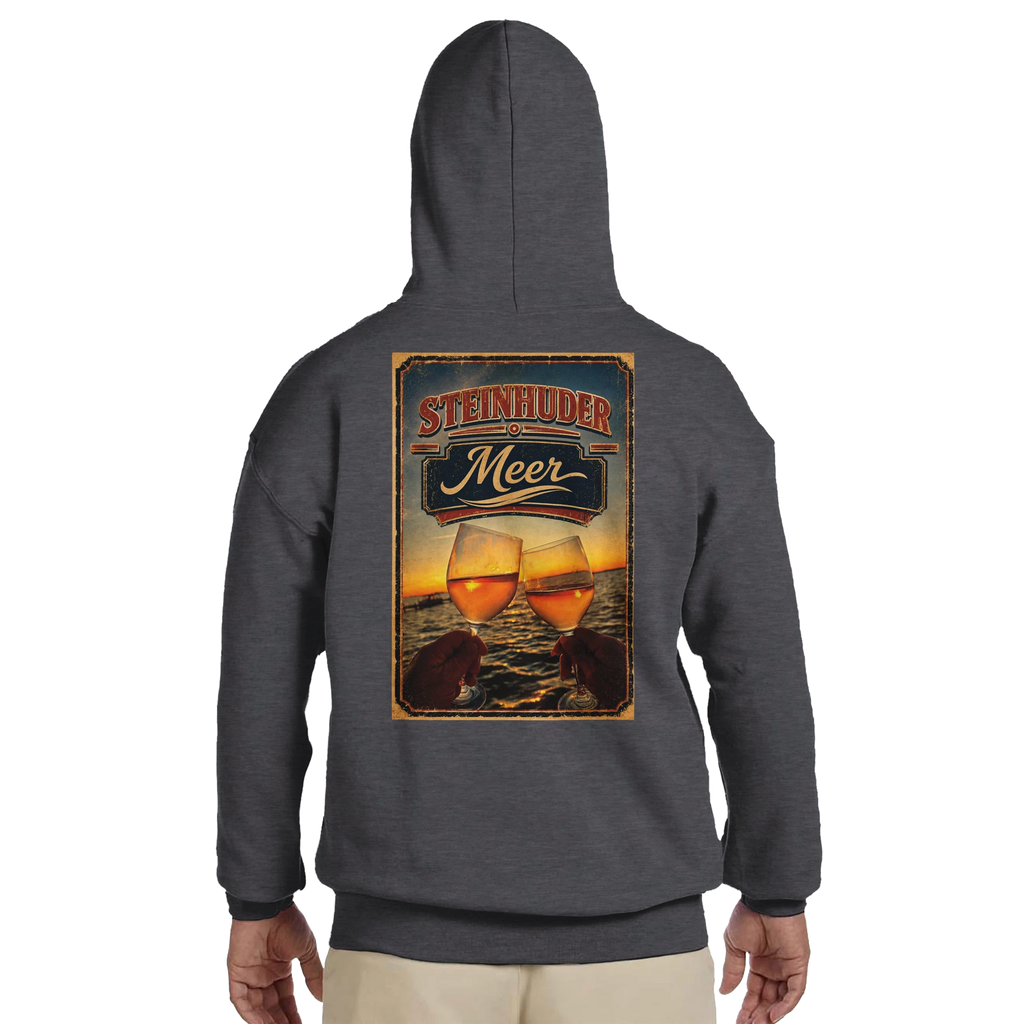 Hoodie in Aschgrau mit Motiv „Stößchen bei Sunset“