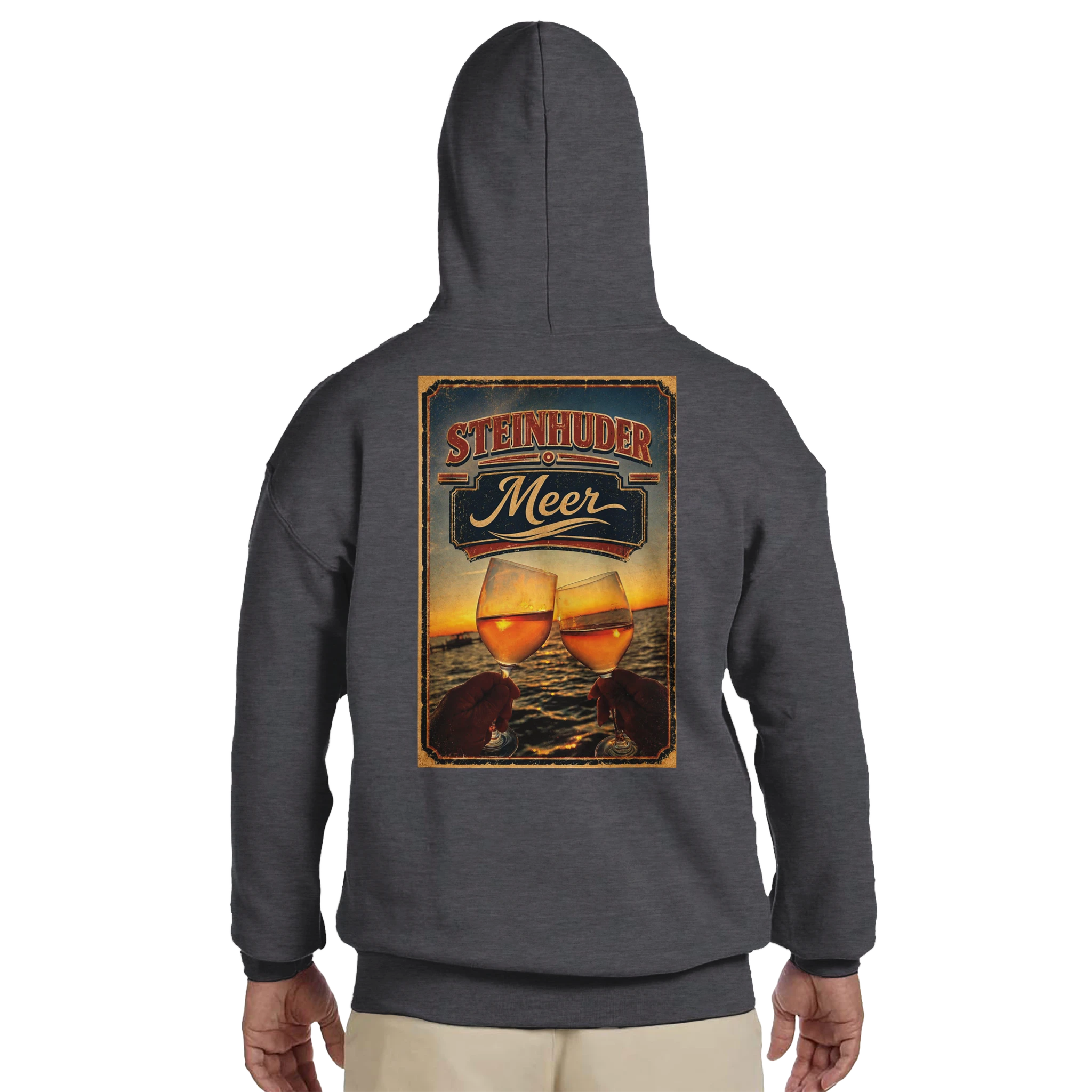 Hoodie in Aschgrau mit Motiv „Stößchen bei Sunset“
