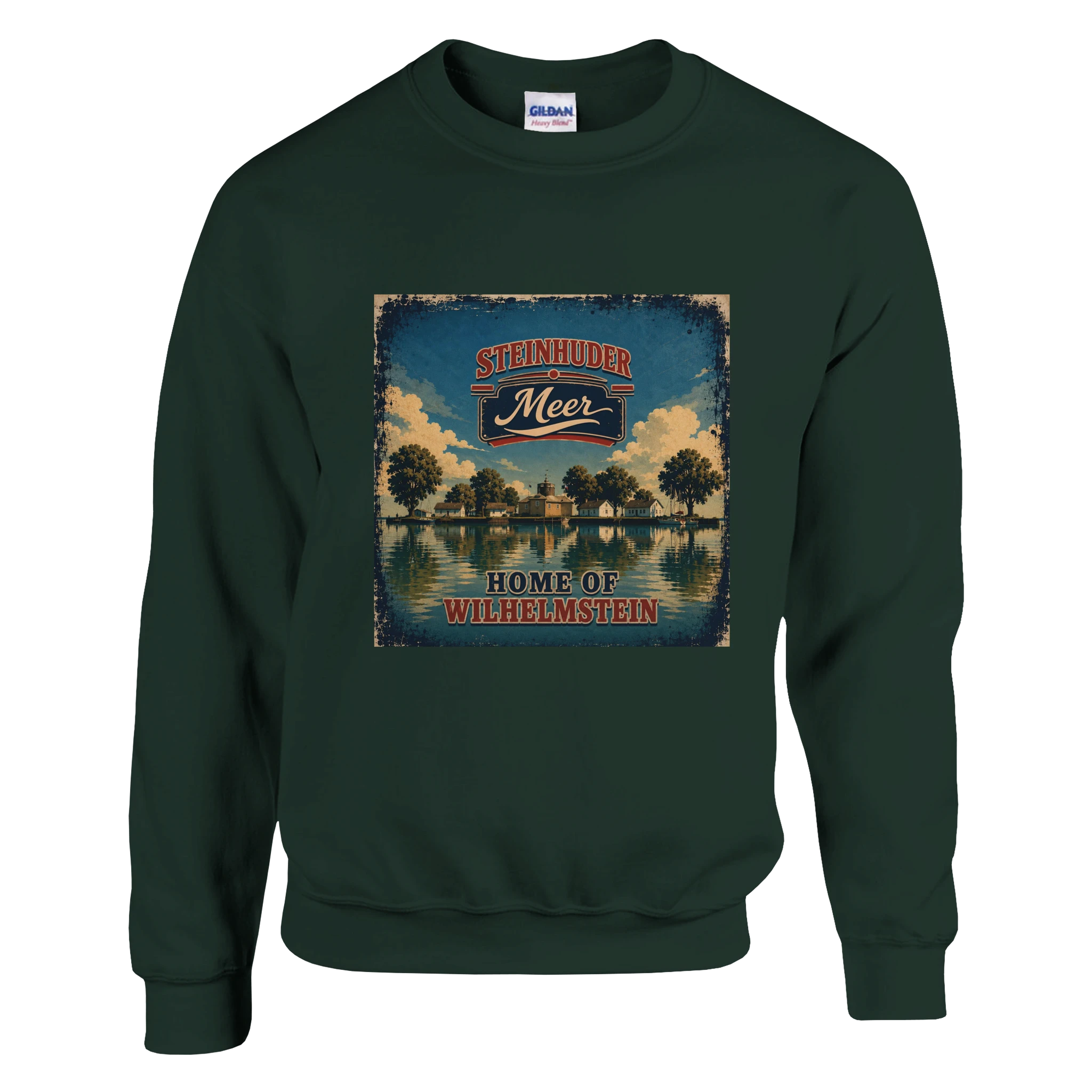 Pullover in Aschgrau mit Motiv „Insel Wilhelmstein“