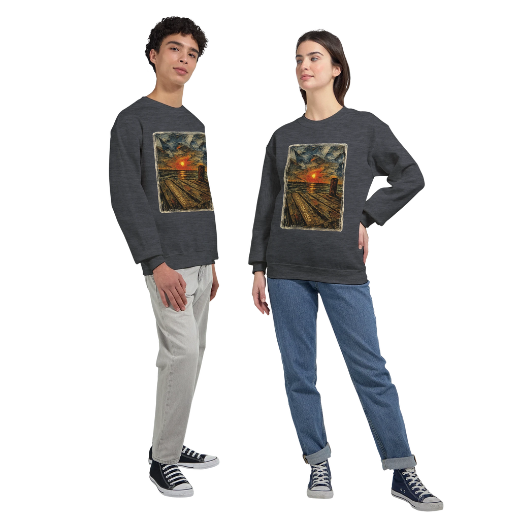 Pullover in Aschgrau mit Motiv „Steinhuder Meer Kunst“
