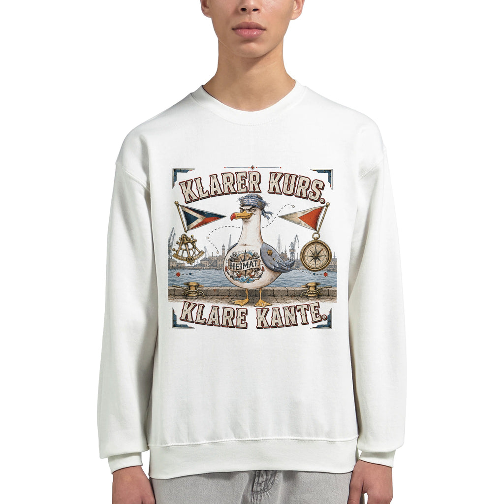 Pullover in Hellrosa mit Motiv „Klarer Kurs. Klare Kante. Möwe“