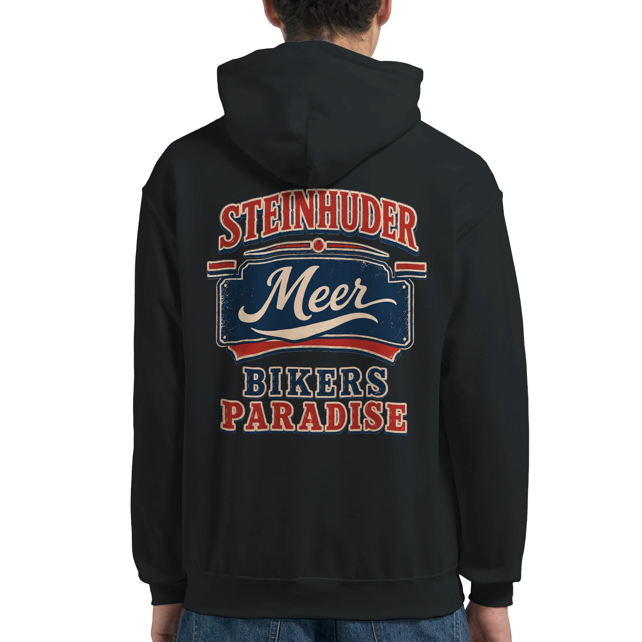 Hoodie in Aschgrau mit Motiv „Bikers Paradise“