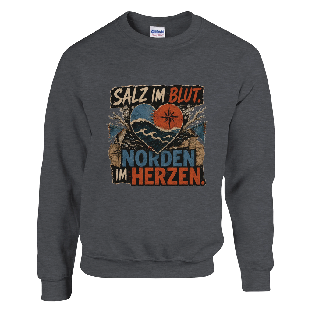 Pullover in Weiß mit Motiv „Salz im Blut. Norden im Herzen.“