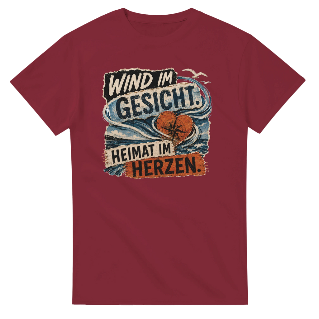 T-Shirt in Weiß mit Motiv „Wind im Gesicht. Heimat im Herzen.“