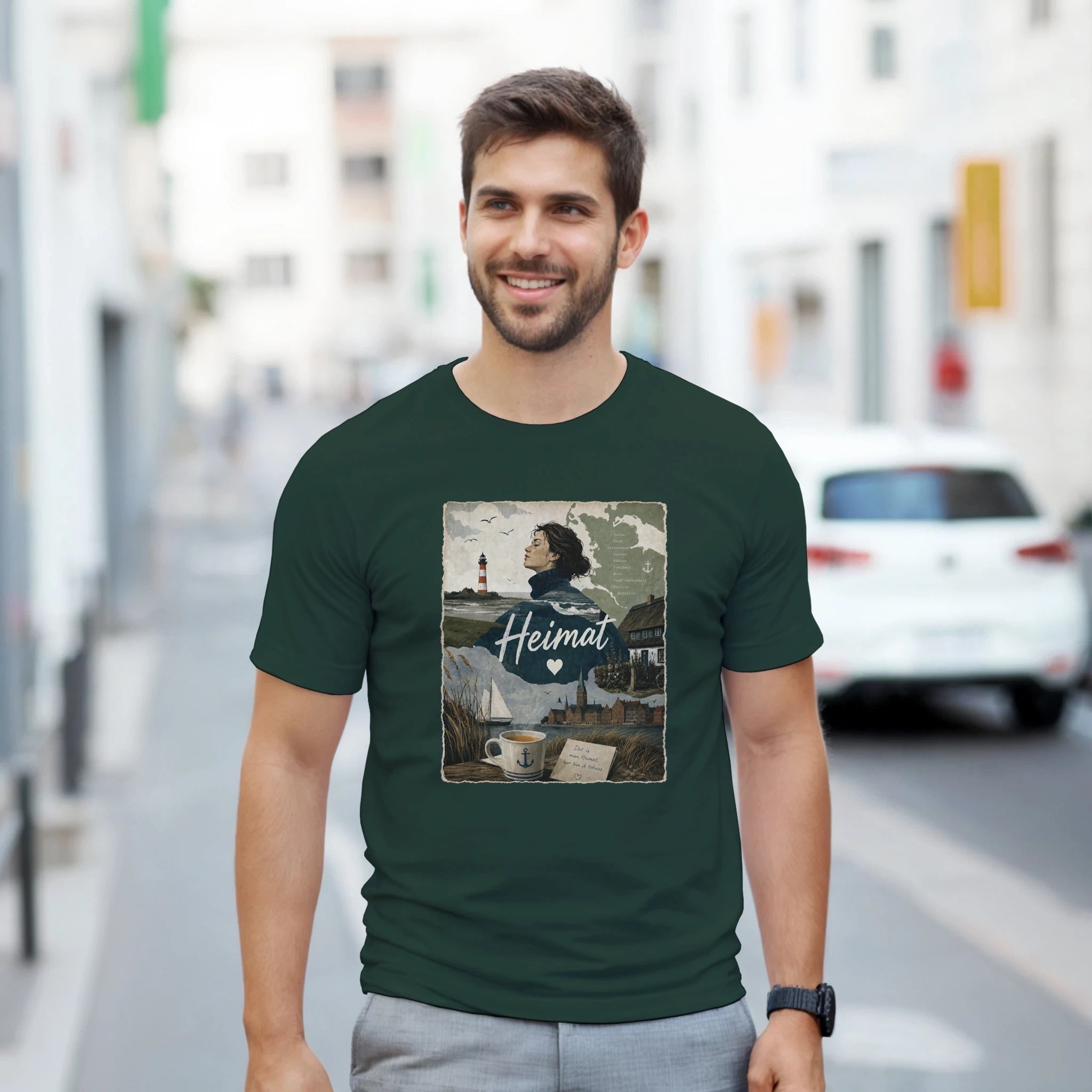 T-Shirt in Sand mit Motiv „Heimat mit Herz“