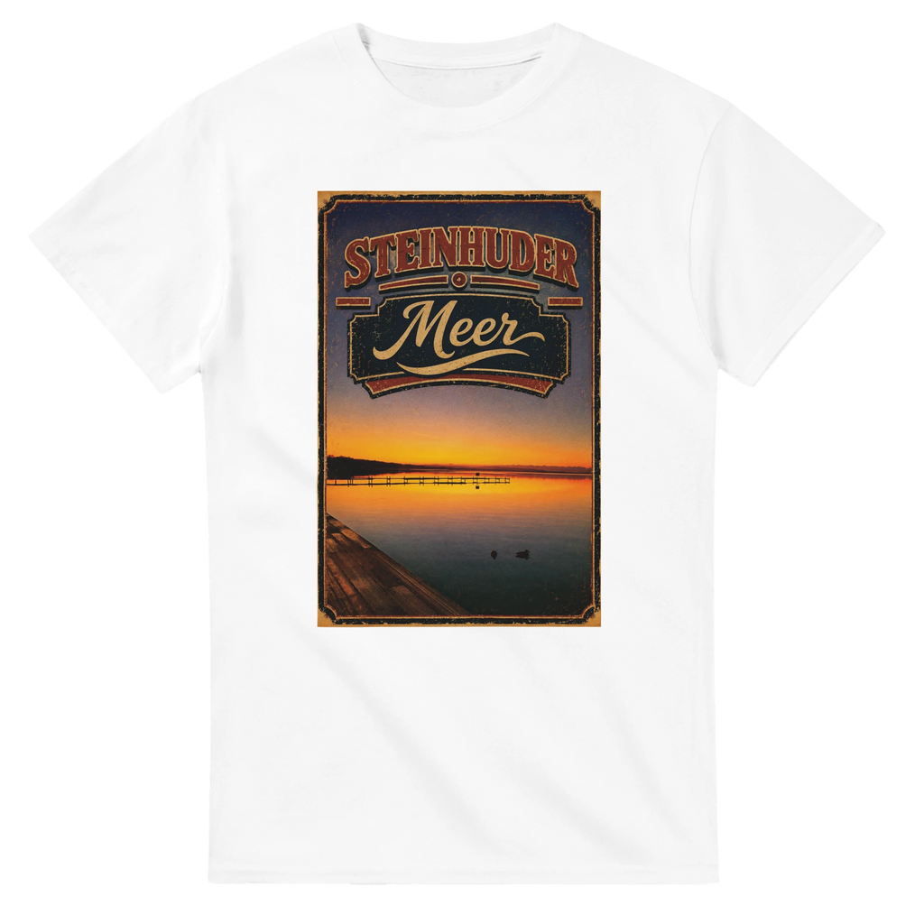 T-Shirt in Weiß mit Motiv „Steg an der Planke“