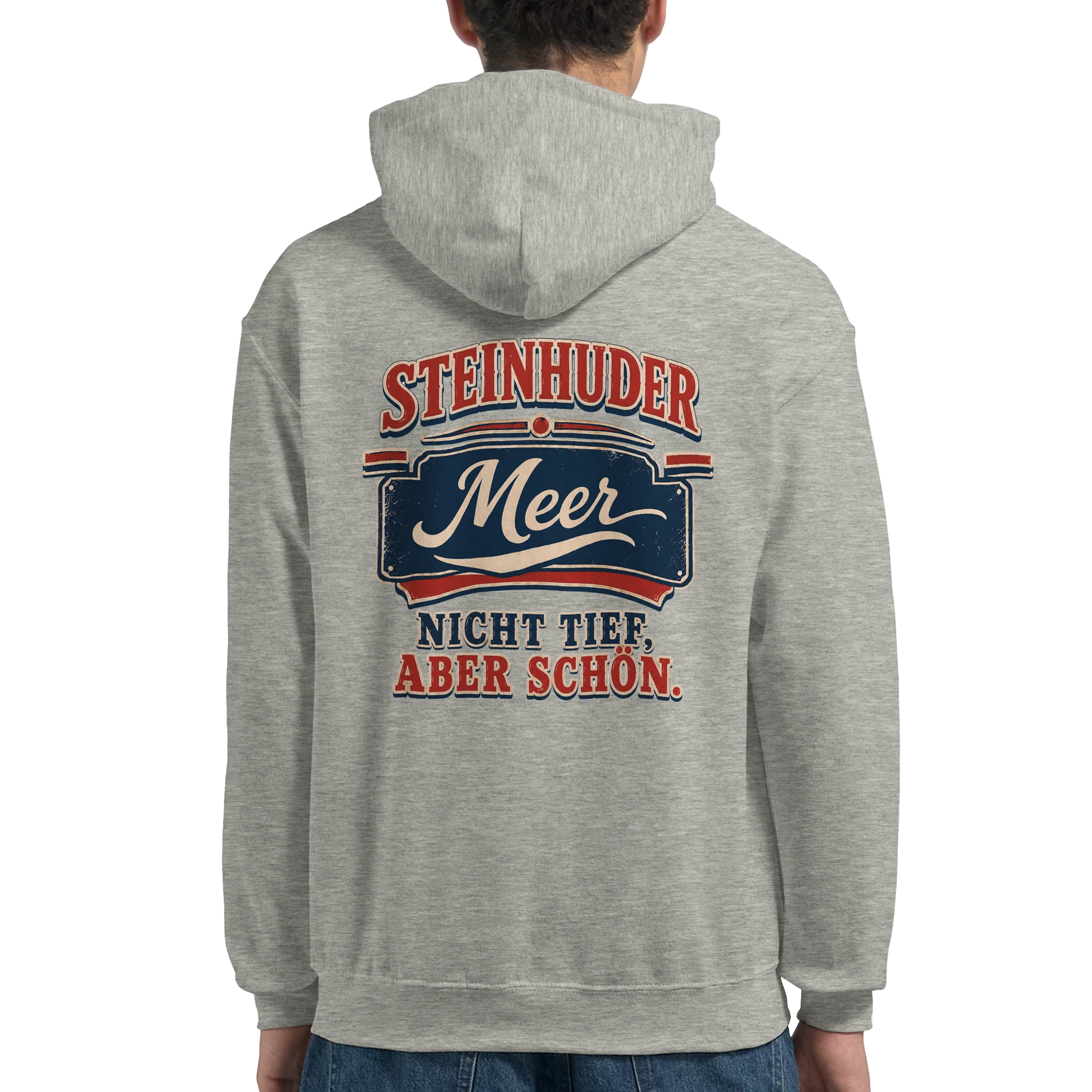 Hoodie in Weiß mit Motiv „Nicht tief, aber schön – HeimatLiebe“