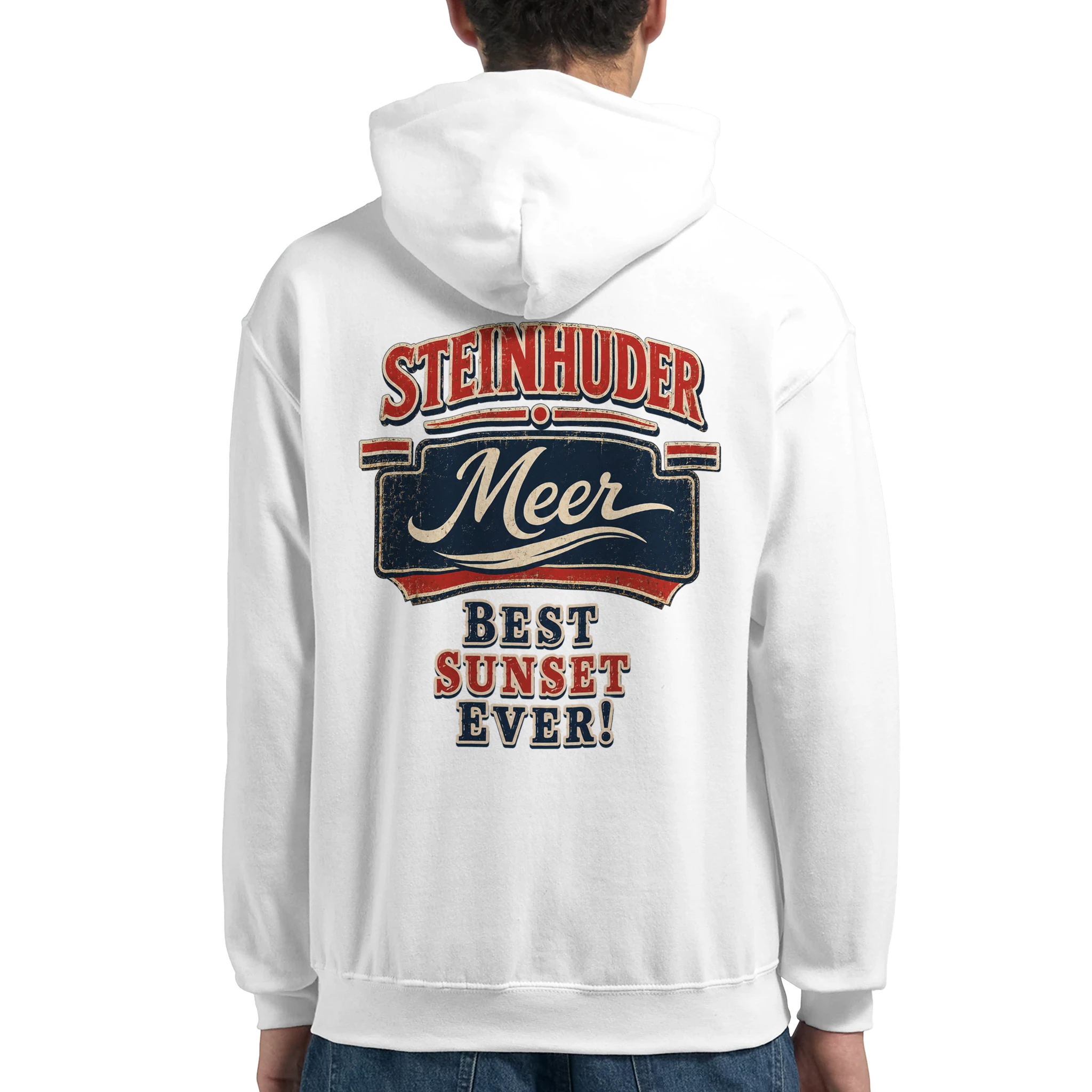 Hoodie in Weiß mit Motiv „Best Sunset ever!“