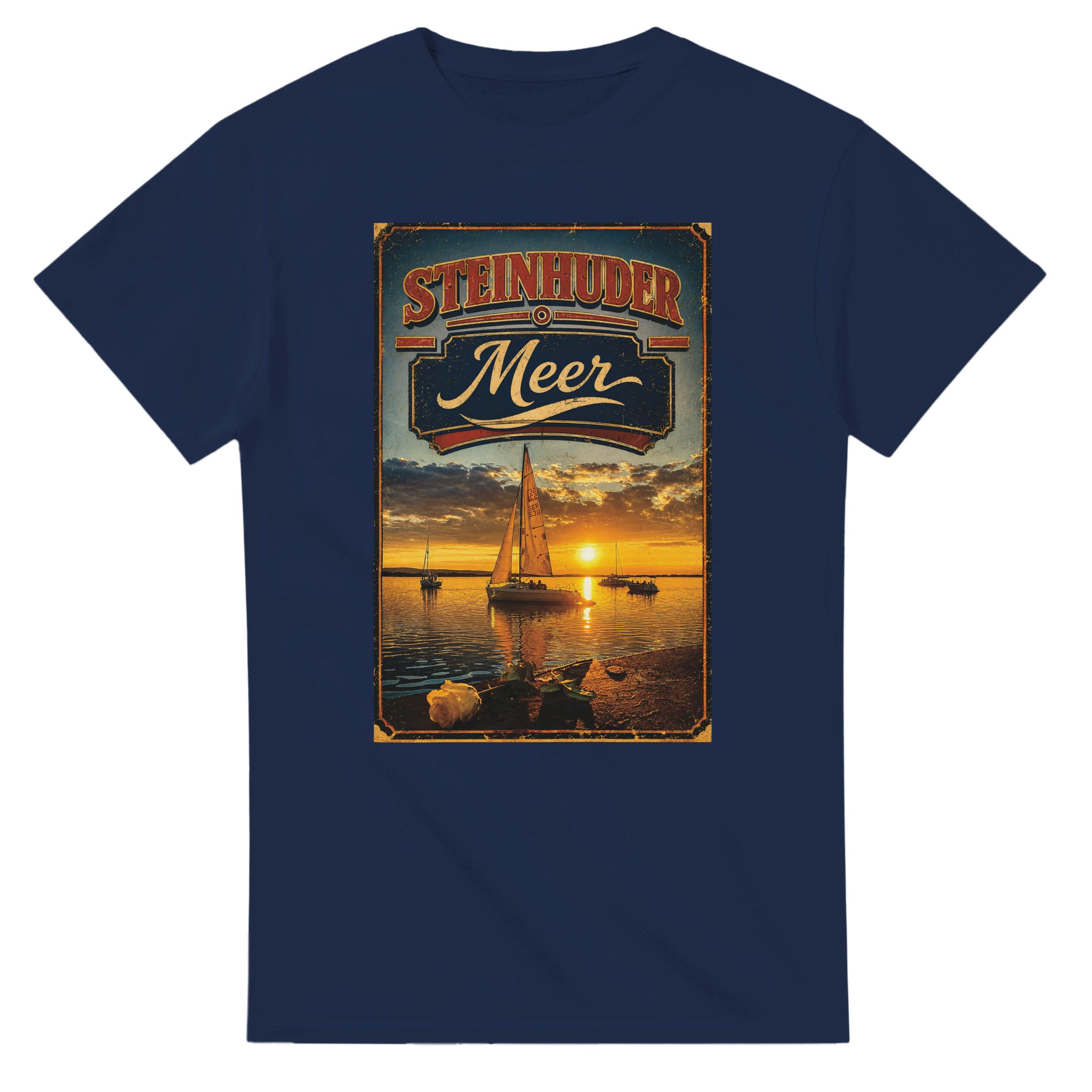 T-Shirt in Weiß mit Motiv „White Night am Wilhelmstein mit Sonnenuntergang“