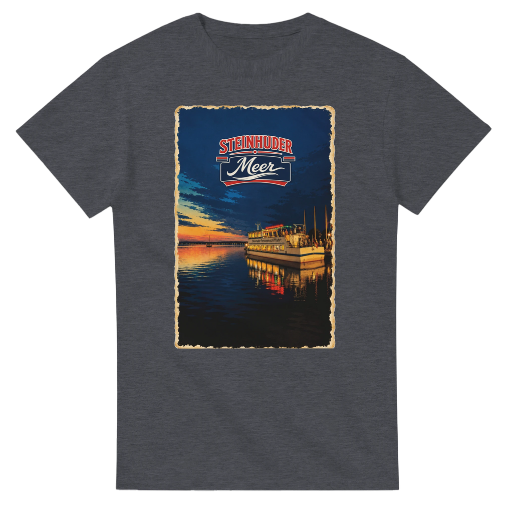T-Shirt in Weiß mit Motiv „MS Steinhude Abendstimmung“