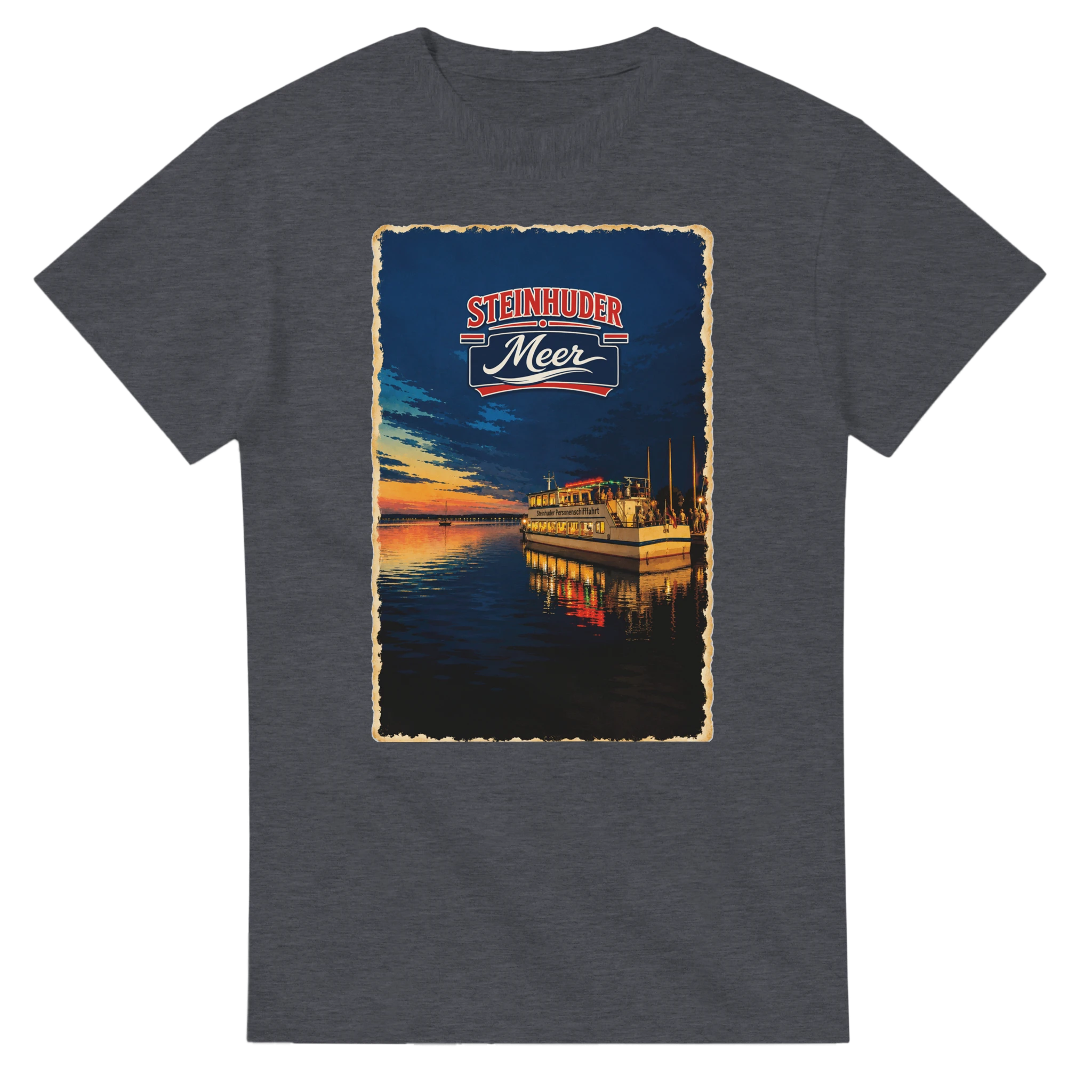 T-Shirt in Weiß mit Motiv „MS Steinhude Abendstimmung“