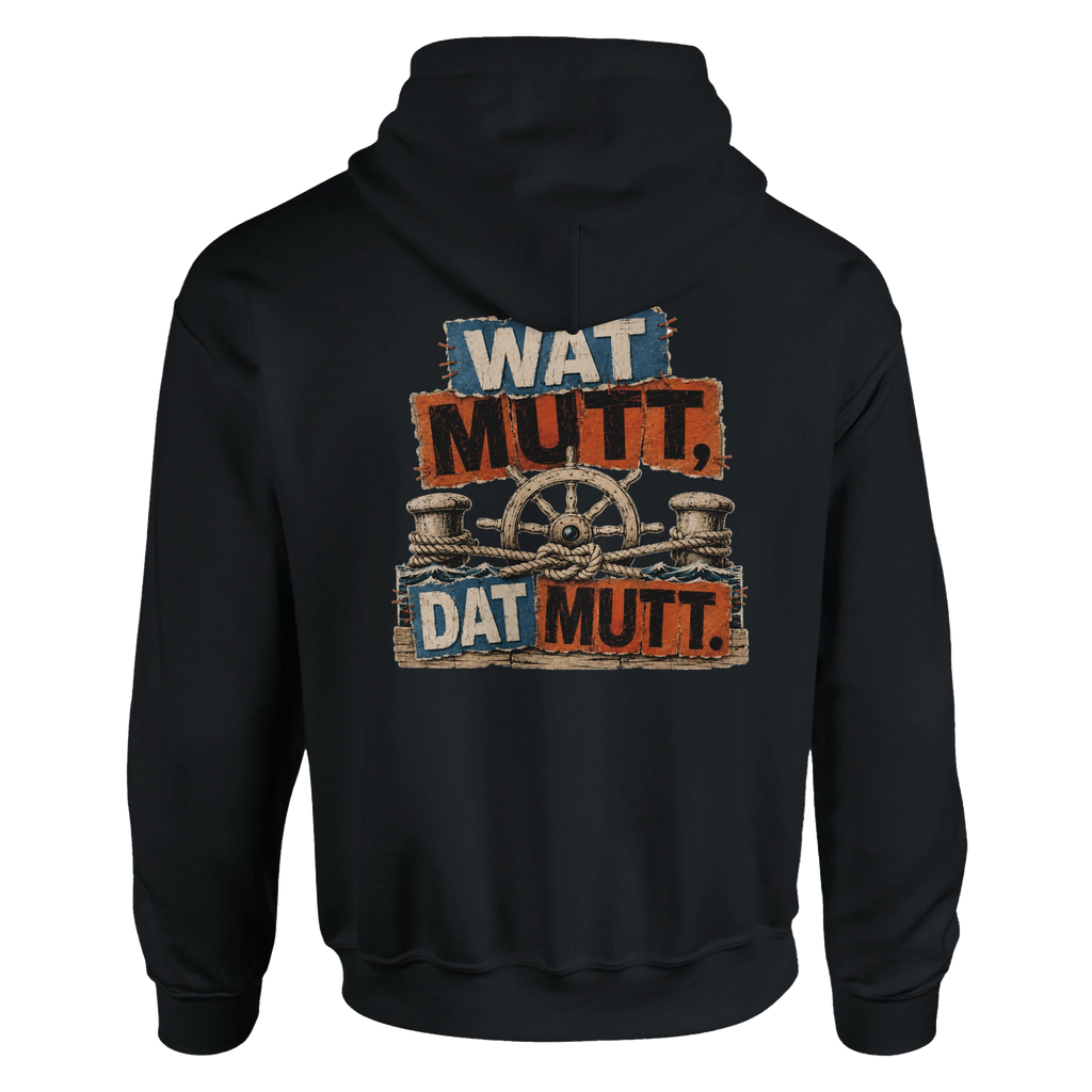 Hoodie in Hellrosa mit Motiv „Wat Mutt, Dat Mutt.“