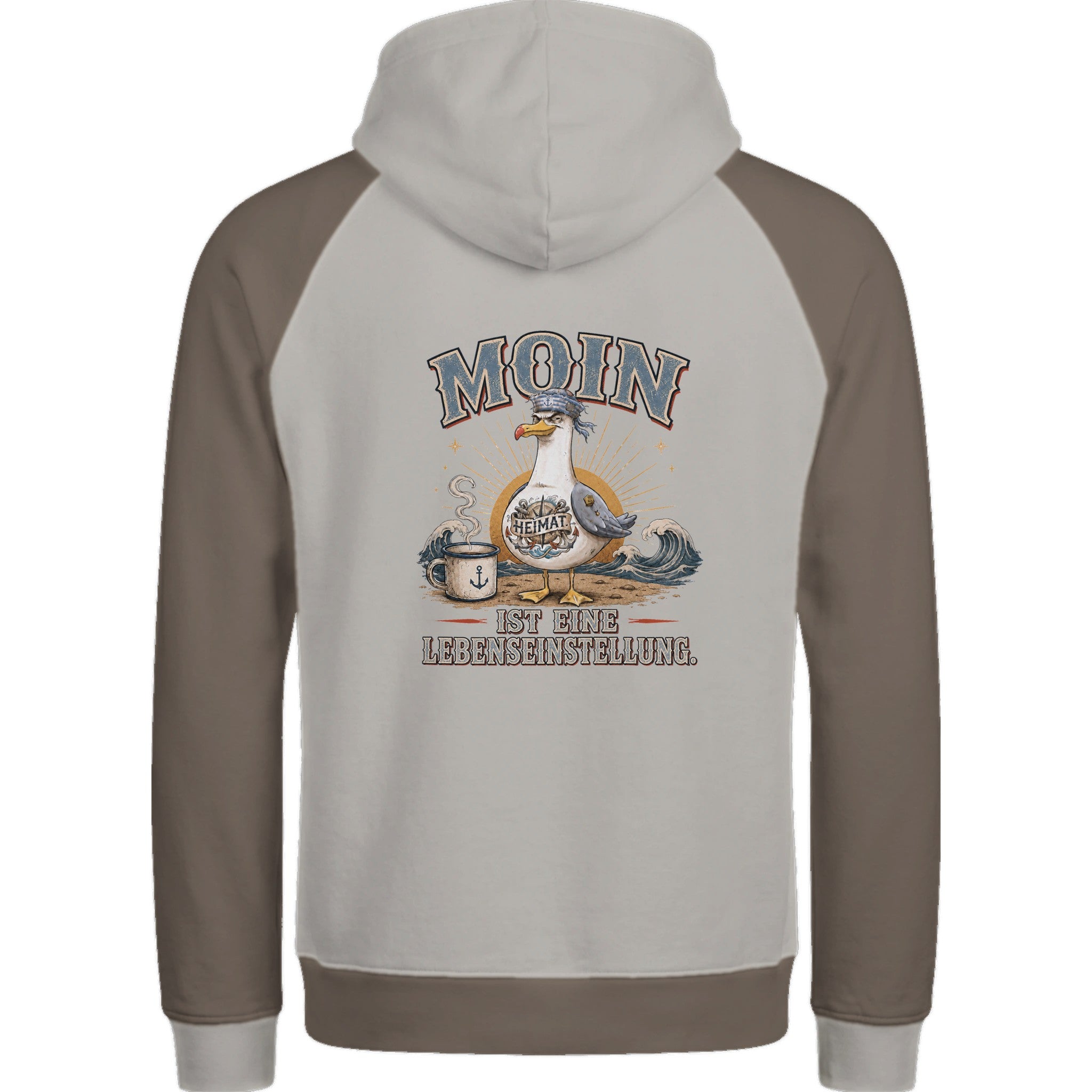 Hoodie in Ton mit Motiv „Moin ist eine Lebenseinstellung Möwe“
