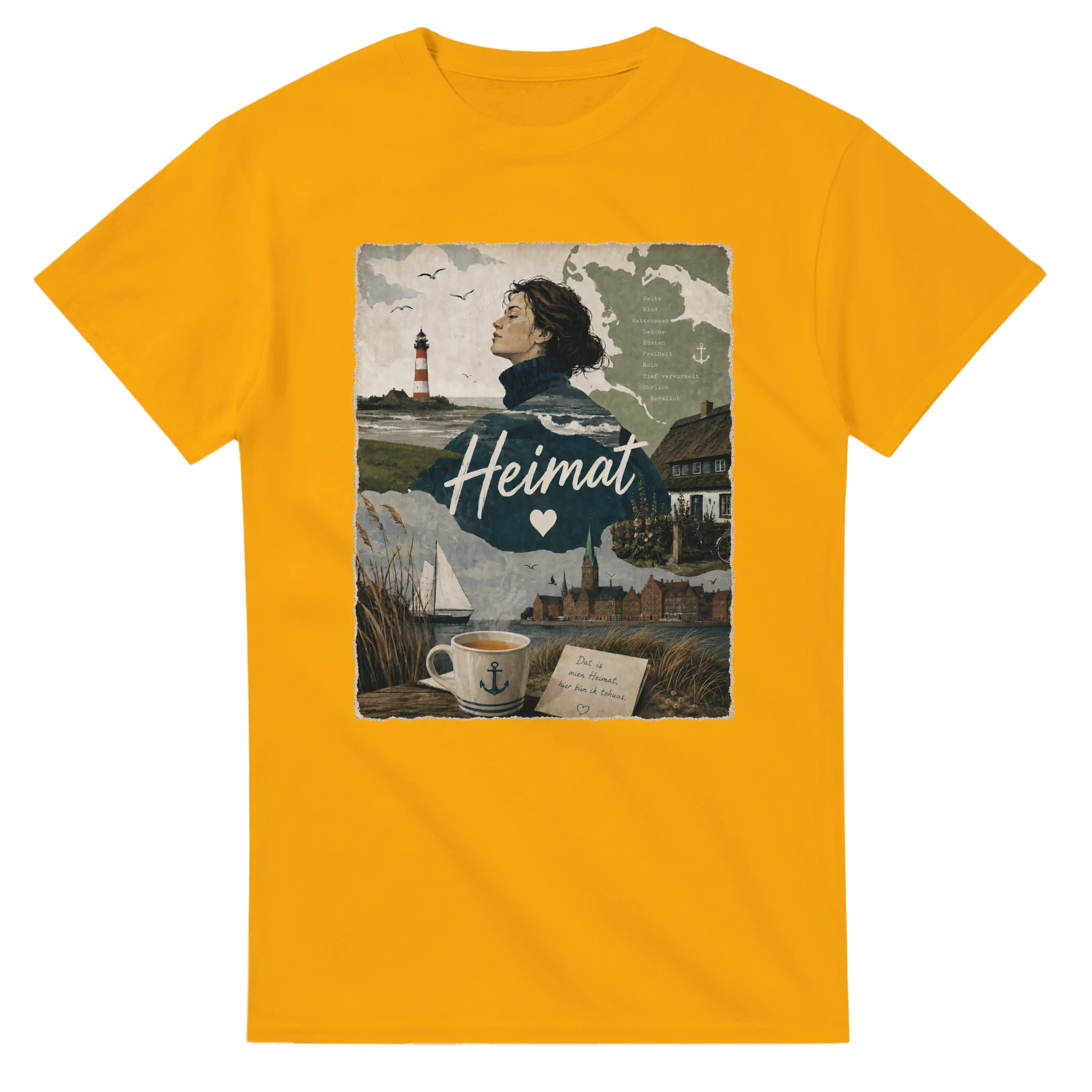 T-Shirt in Weiß mit Motiv „Heimat mit Herz“