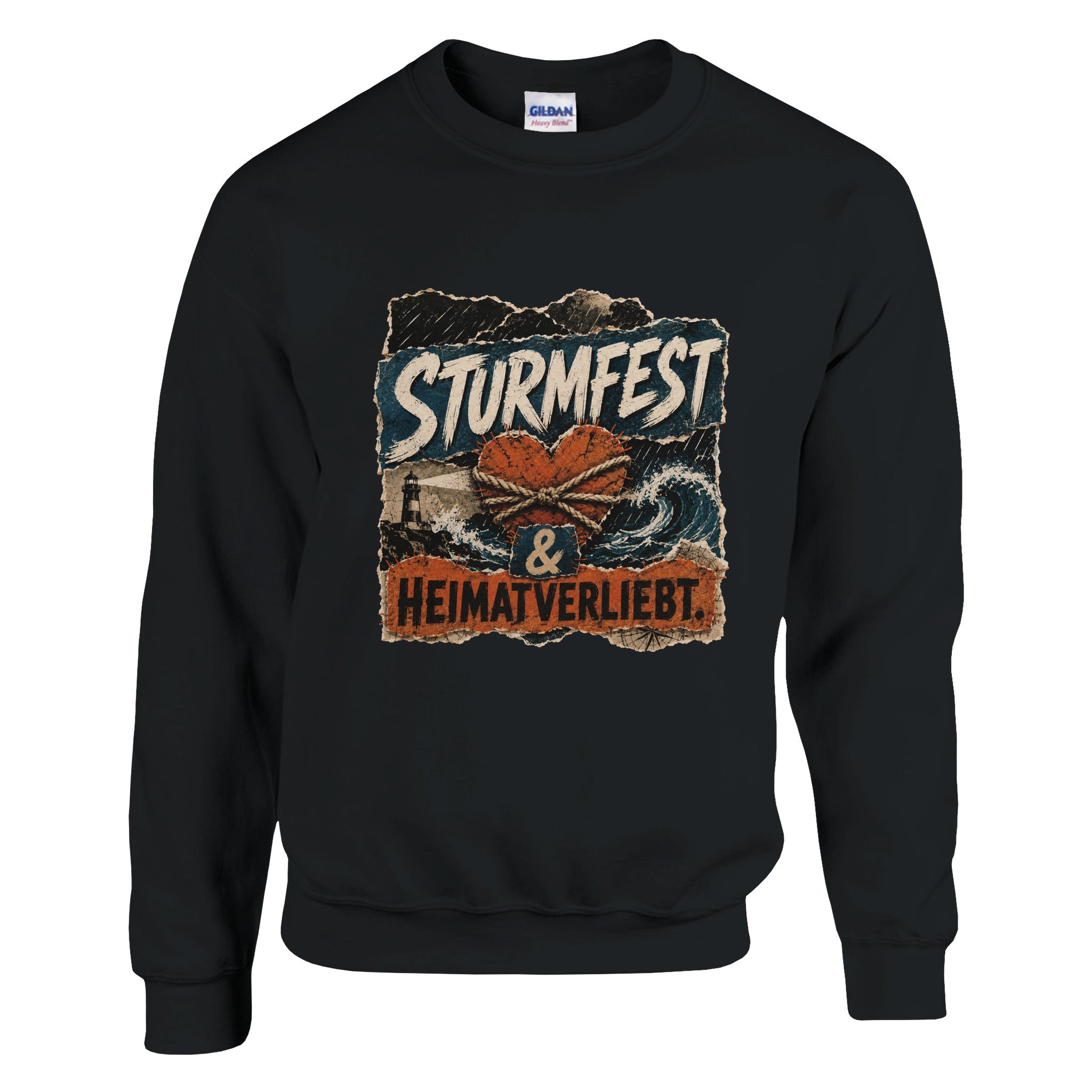 Pullover in Weiß mit Motiv „Sturmfest & Heimatverliebt“