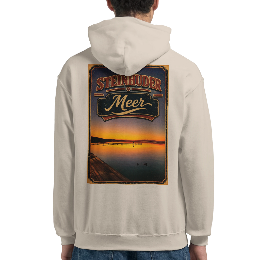 Hoodie in Weiß mit Motiv „Steg an der Planke“