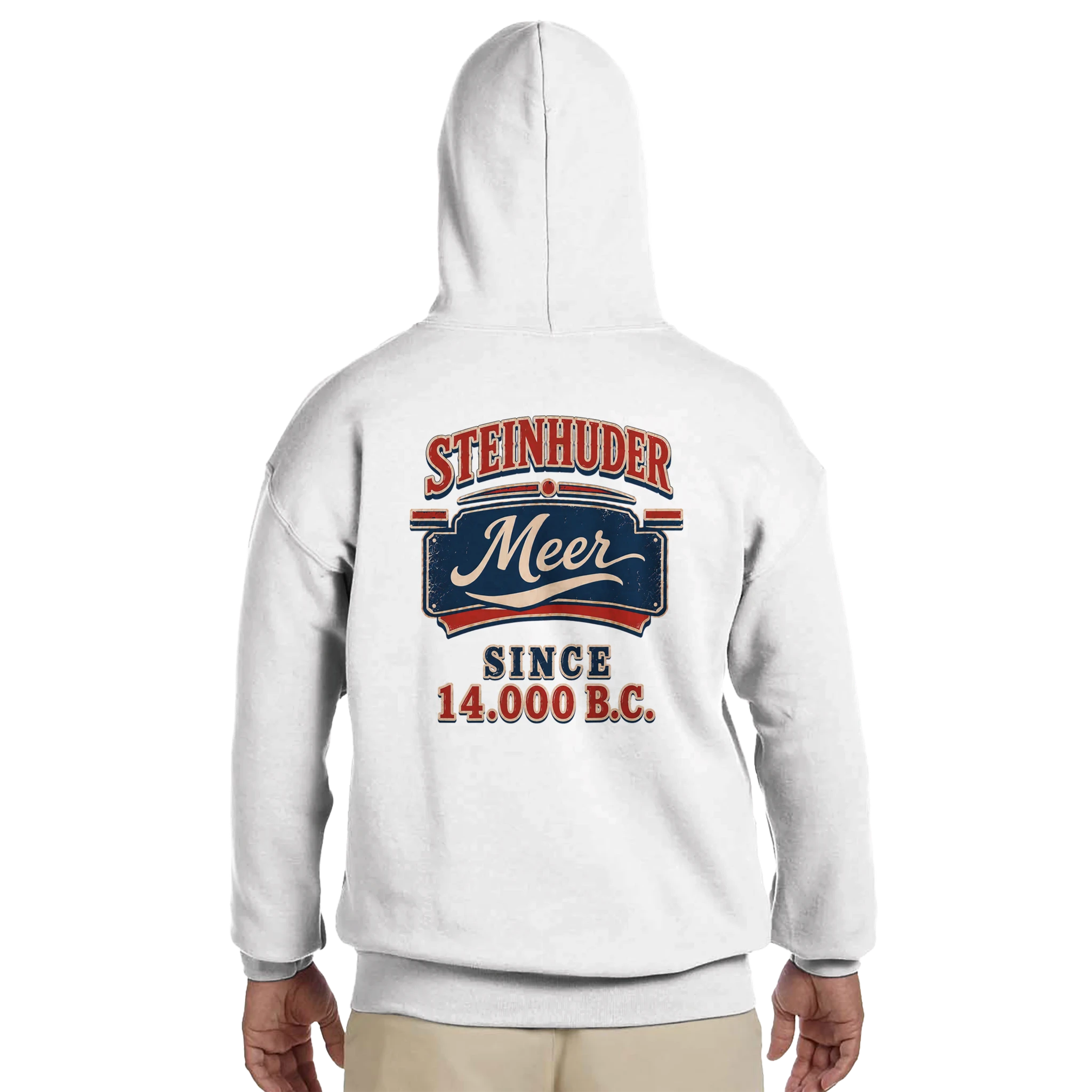 Hoodie in Aschgrau mit Motiv „Since 14.000 B.C.“