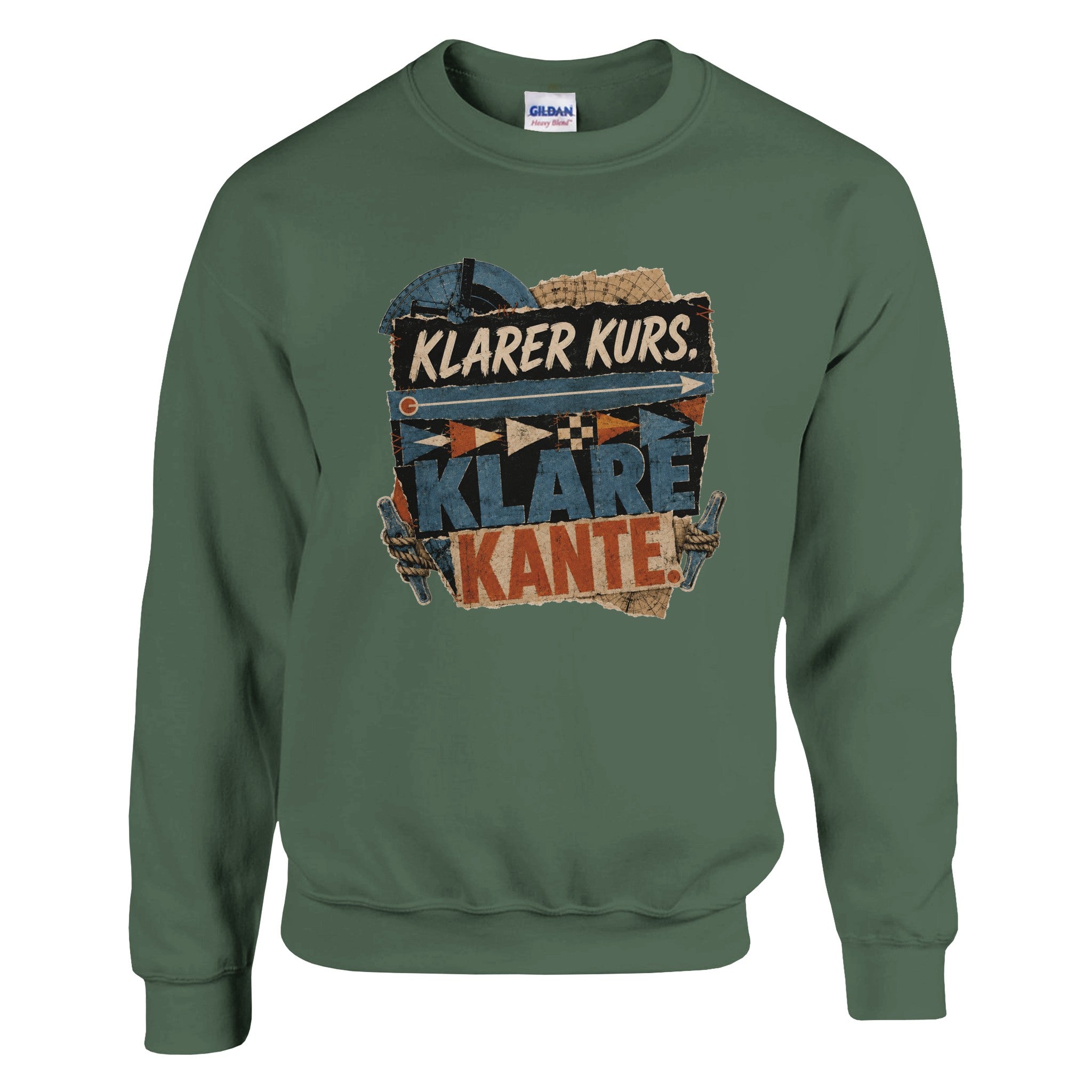 Pullover in Hellrosa mit Motiv „Klarer Kurs. Klare Kante.“