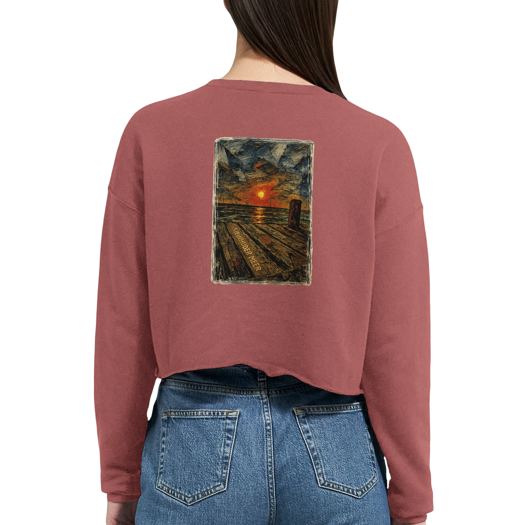 Damen-Pullover in Staubblau mit Motiv „Steinhuder Meer Kunst“