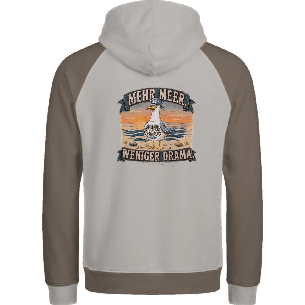 Hoodie in Ton mit Motiv „Mehr Meer. Weniger Drama.“