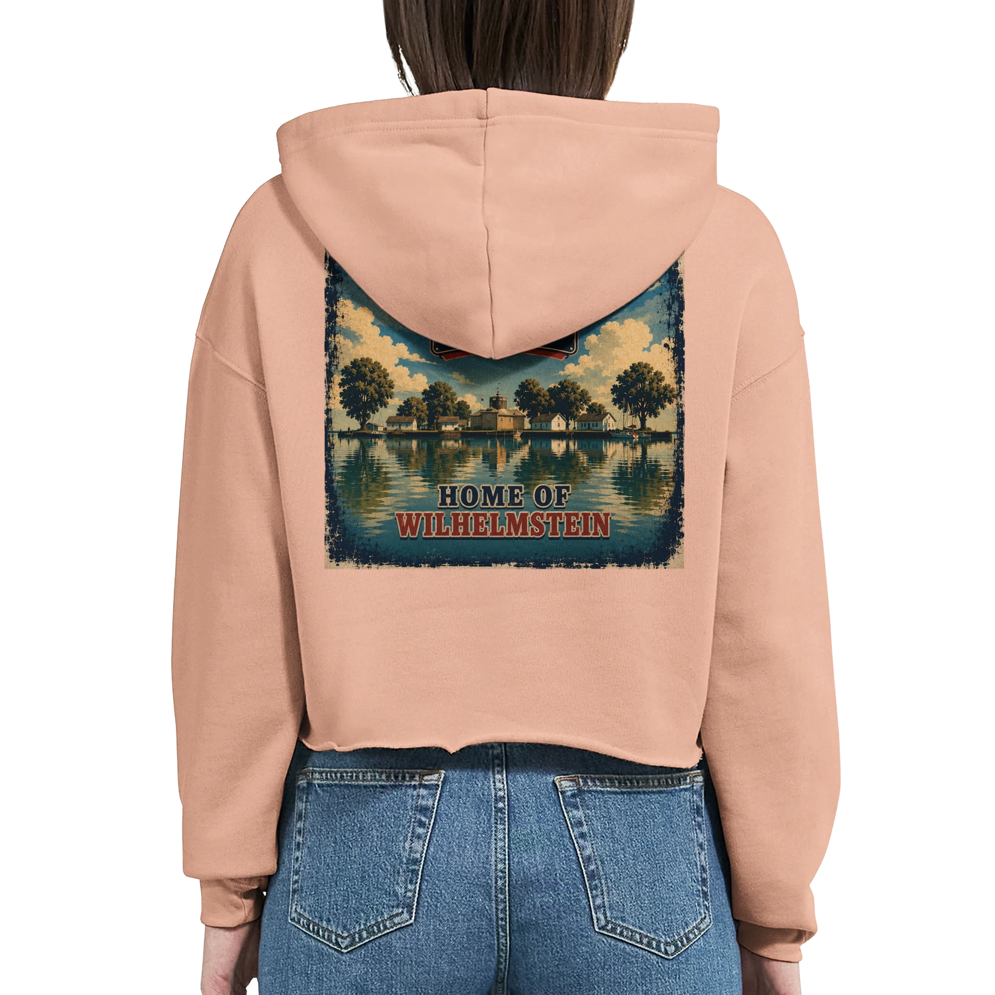 Damen-Hoodie in Weiß mit Motiv „Insel Wilhelmstein“