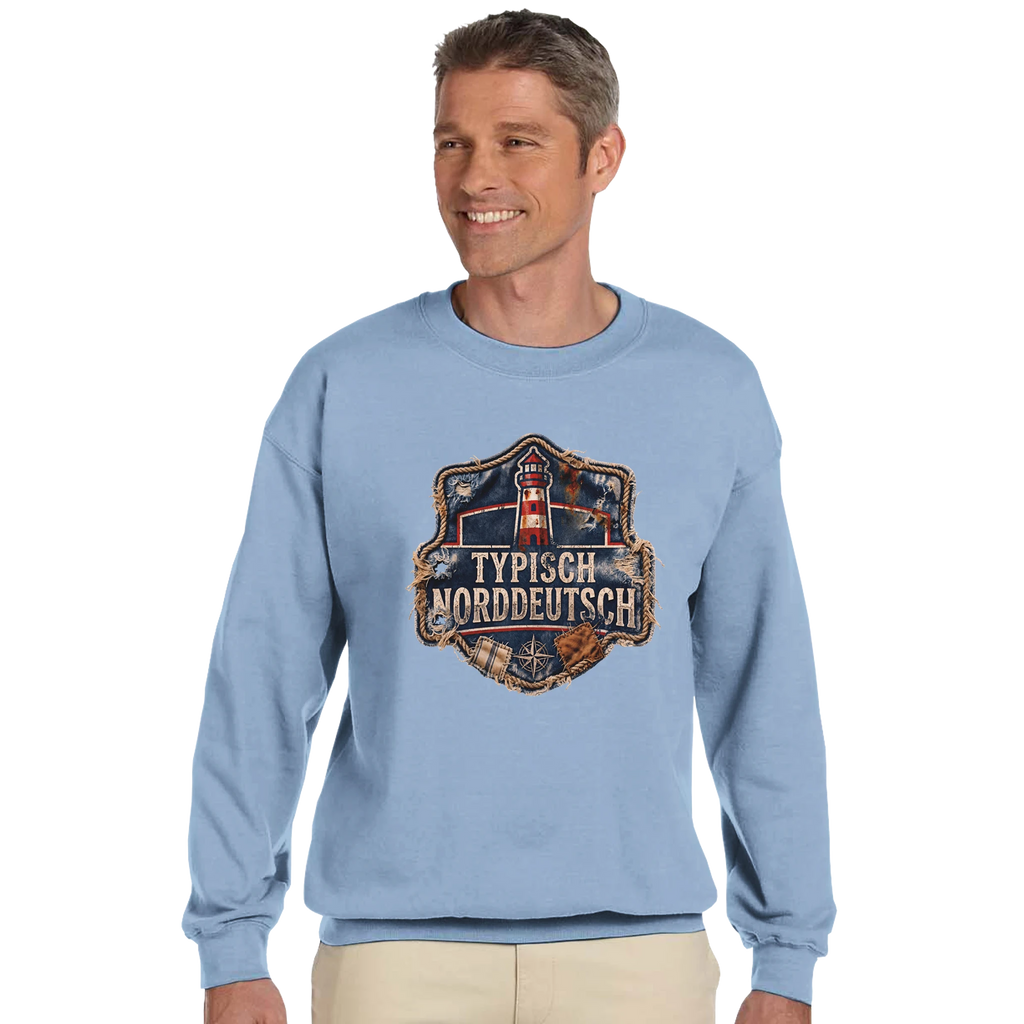 Pullover in Hellrosa mit Motiv „Typisch Norddeutsch“