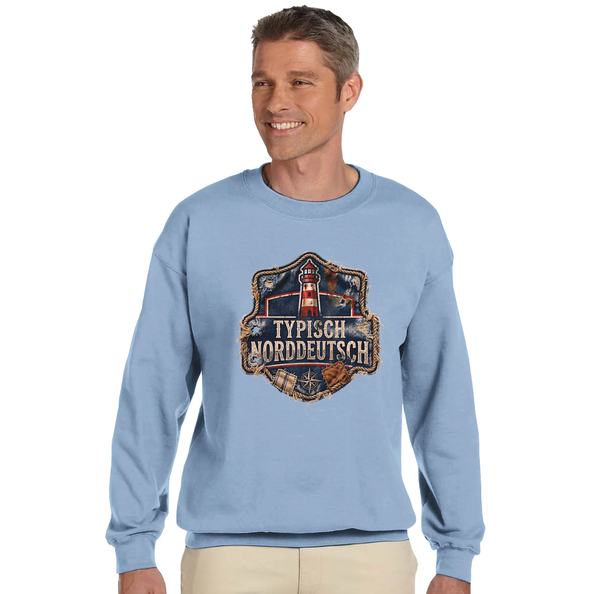 Pullover in Hellrosa mit Motiv „Typisch Norddeutsch“