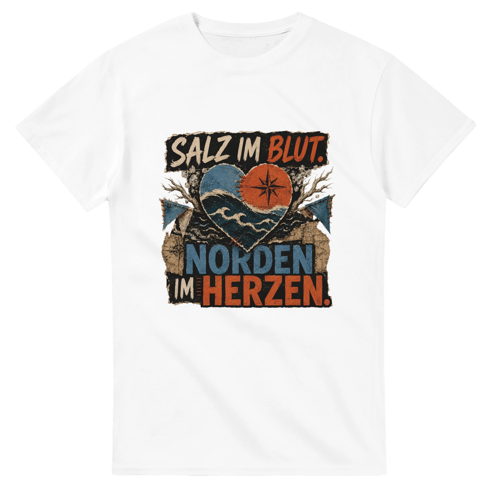 T-Shirt in Natur mit Motiv „Salz im Blut Norden im Herzen“