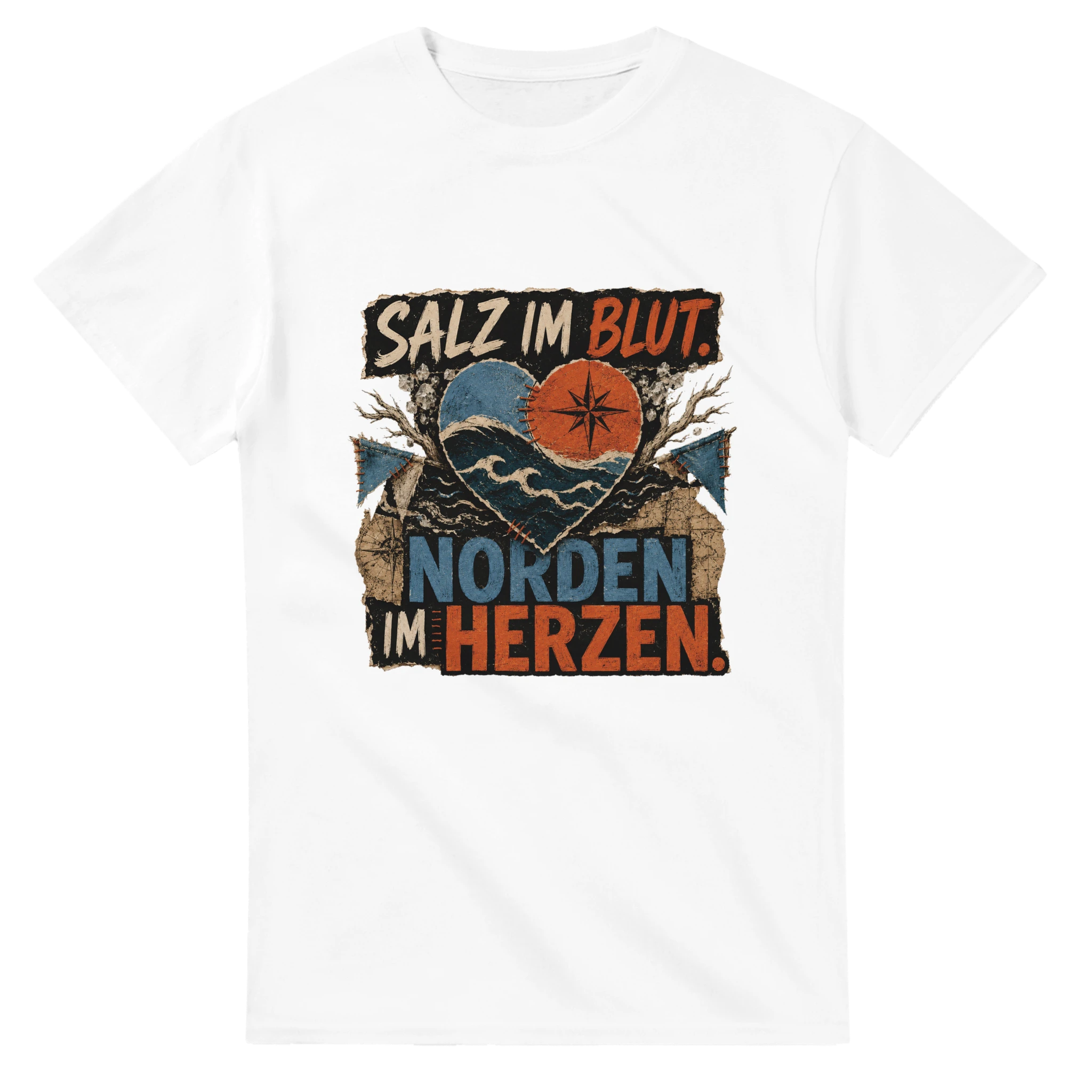 T-Shirt in Natur mit Motiv „Salz im Blut Norden im Herzen“