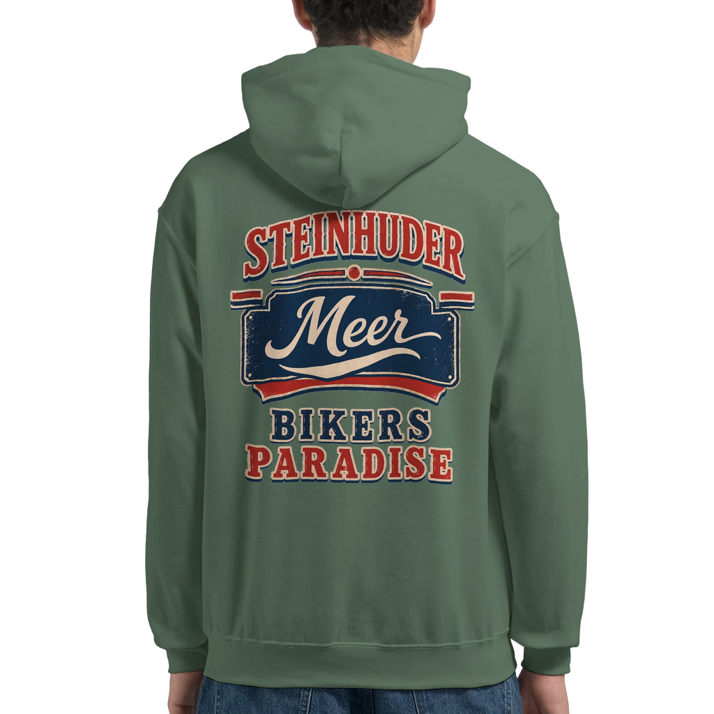 Hoodie in Aschgrau mit Motiv „Bikers Paradise“