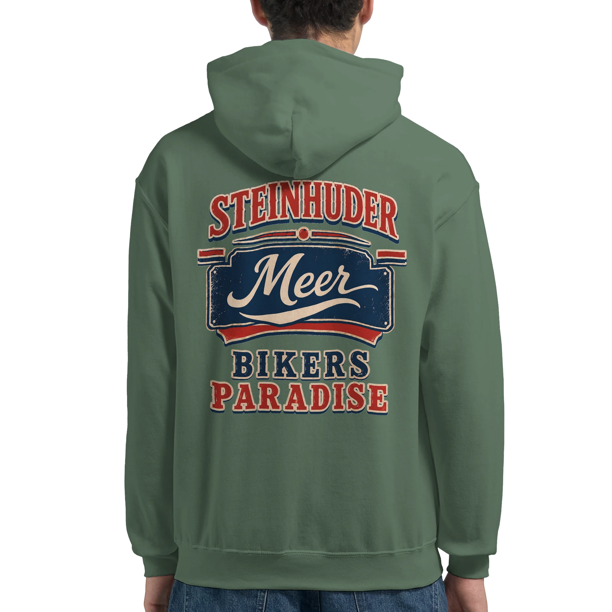 Hoodie in Aschgrau mit Motiv „Bikers Paradise“