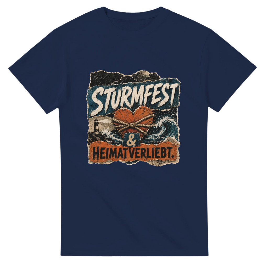 T-Shirt in Weiß mit Motiv „Sturmfest & Heimatverliebt.“