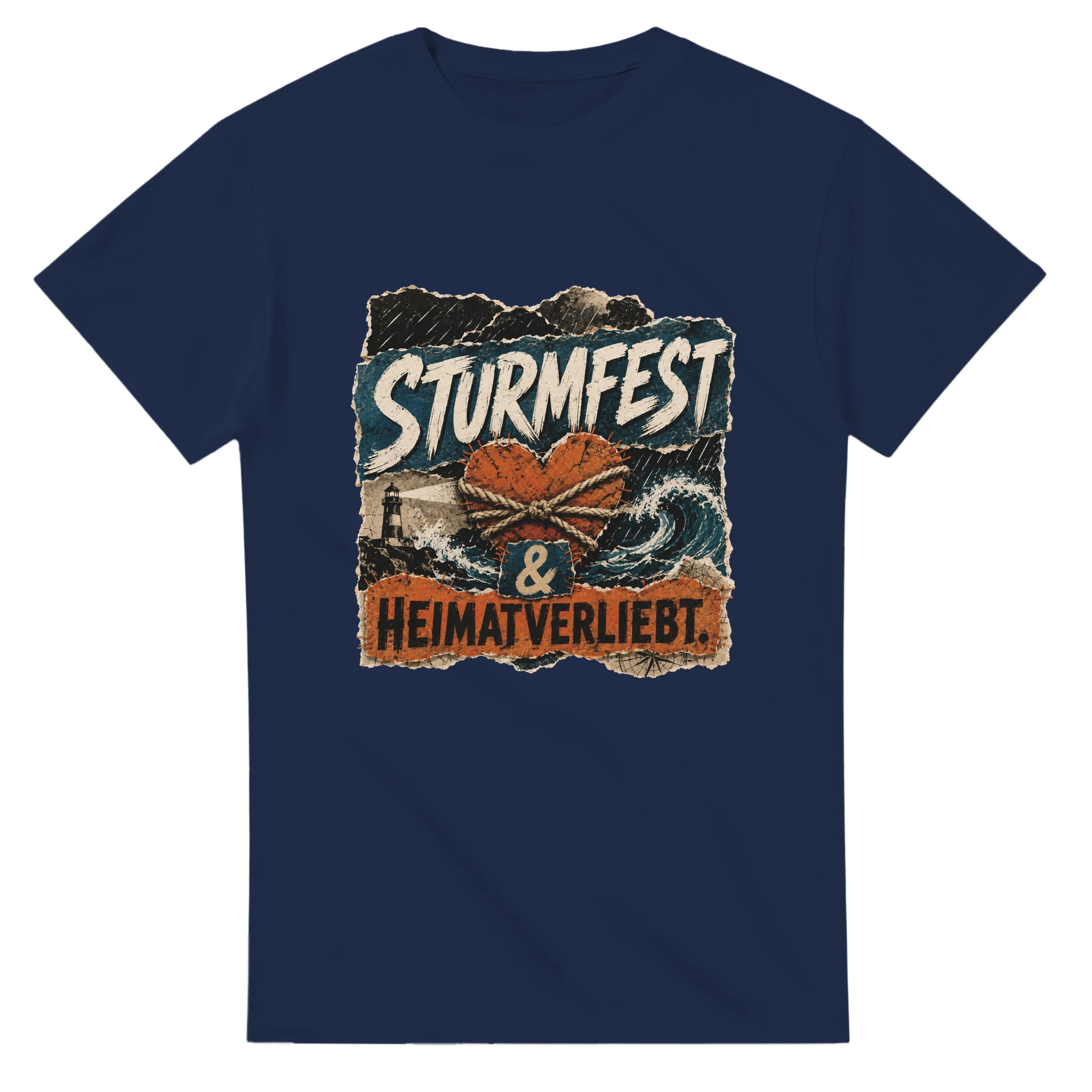 T-Shirt in Weiß mit Motiv „Sturmfest & Heimatverliebt.“