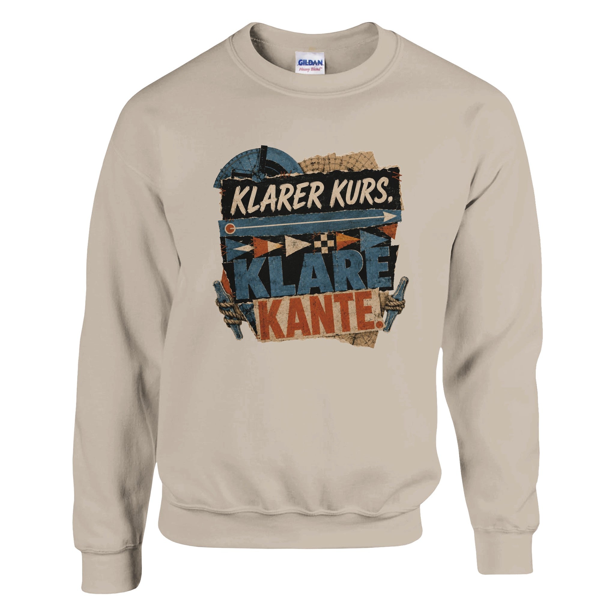 Pullover in Weiß mit Motiv „Klarer Kurs. Klare Kante.“