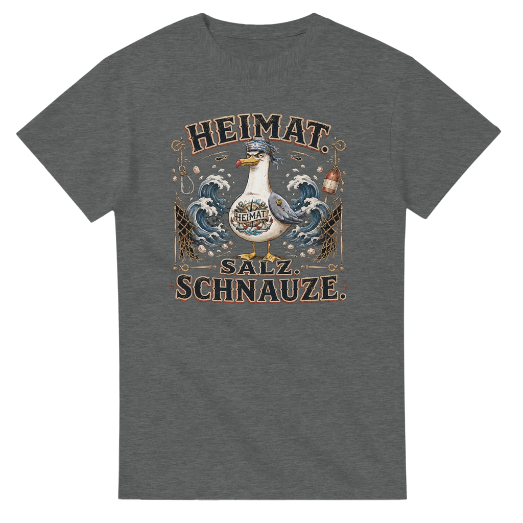 T-Shirt in Natur mit Motiv „Heimat Salz Schnauze Möwe“