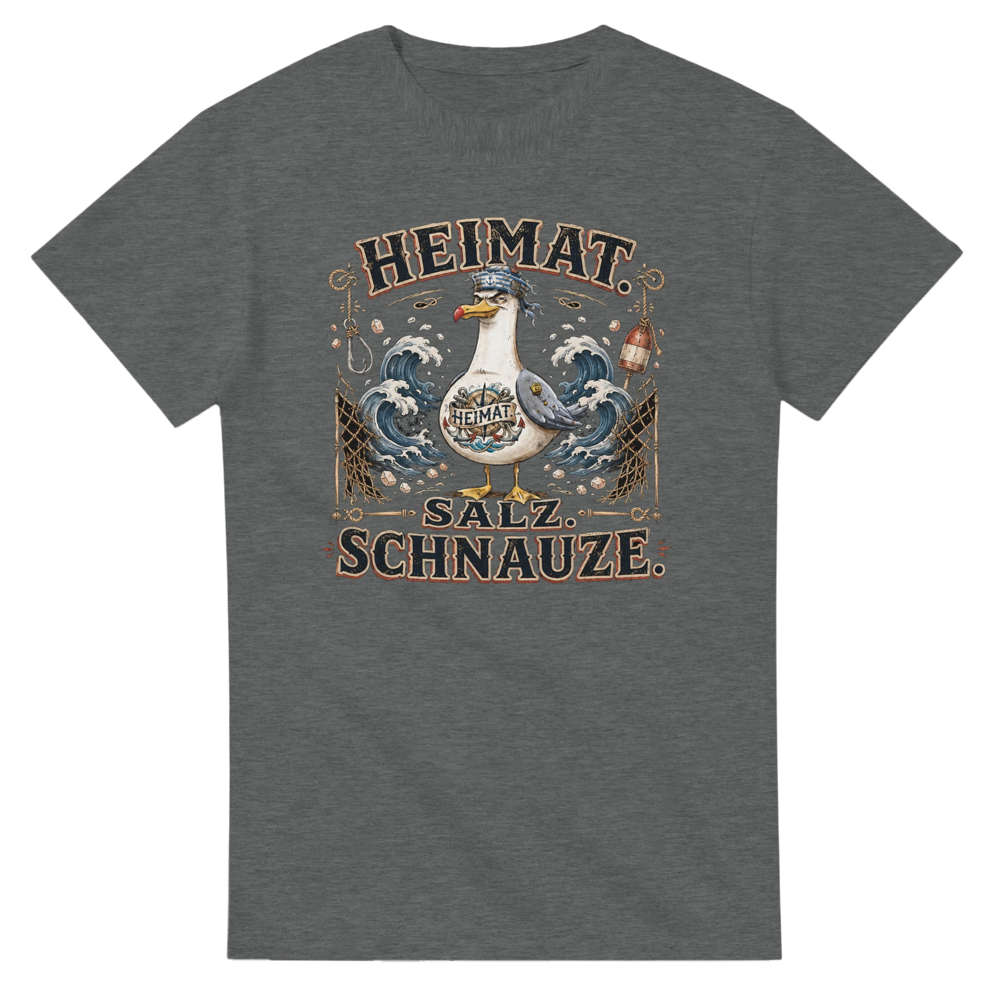 T-Shirt in Natur mit Motiv „Heimat Salz Schnauze Möwe“