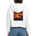 Damen-Hoodie in Weiß mit Motiv „Sunset Ratskeller Steg am Steinhuder Meer“