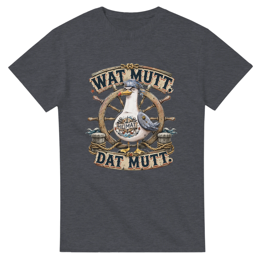 T-Shirt in Weiß mit Motiv „Wat Mutt, Dat Mutt. Möwe“