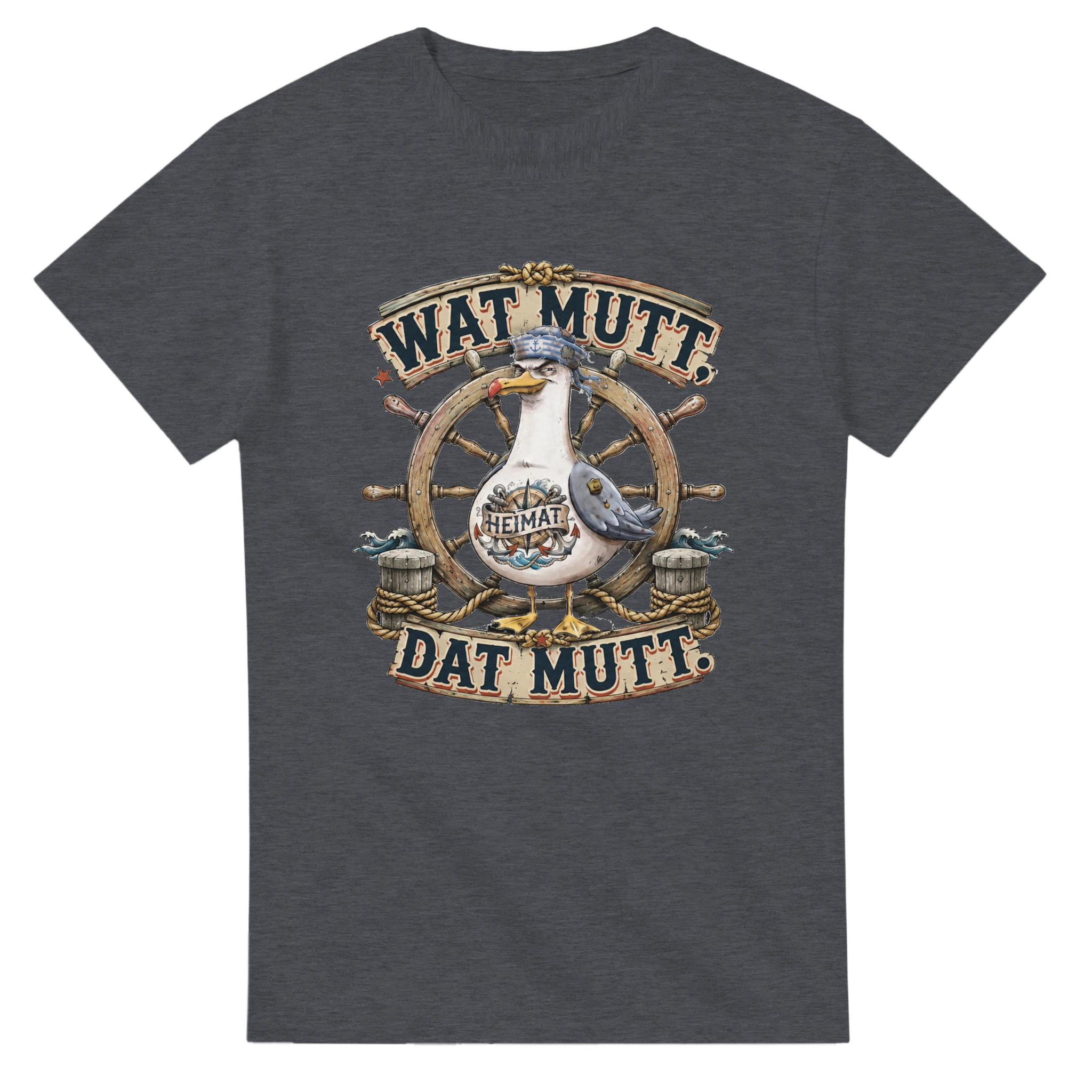 T-Shirt in Weiß mit Motiv „Wat Mutt, Dat Mutt. Möwe“