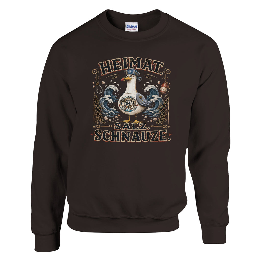 Pullover in Weiß mit Motiv „Heimat Salz Schnauze“