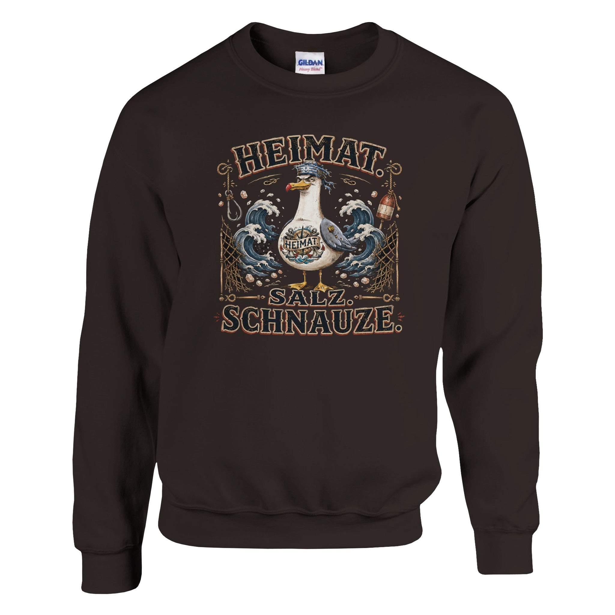 Pullover in Weiß mit Motiv „Heimat Salz Schnauze“