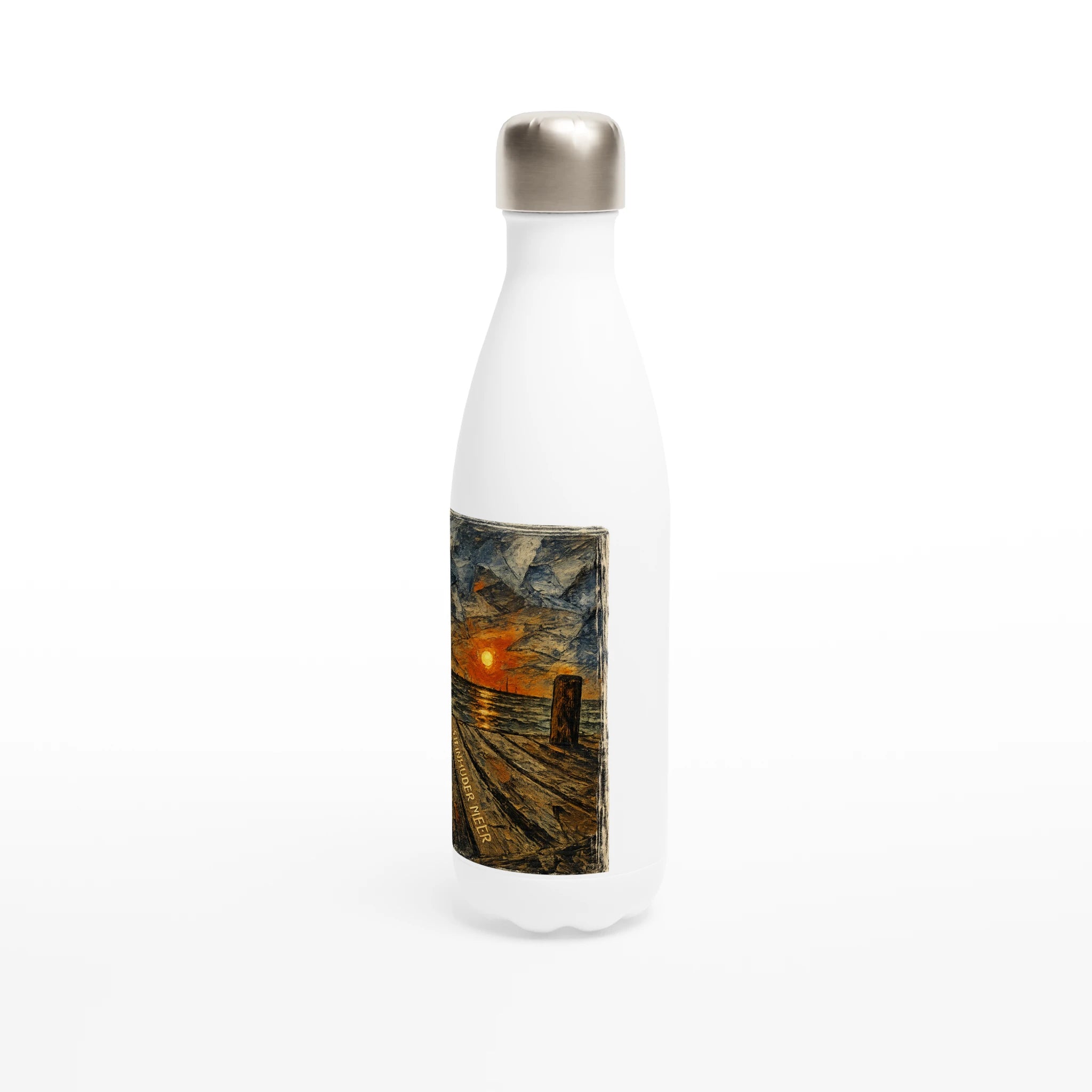 Weiße Edelstahl-Wasserflasche, 17 oz