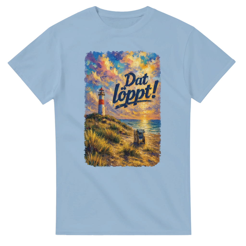 T-Shirt in Natur mit Motiv „Dat löppt! Typisch Norddeutsch“