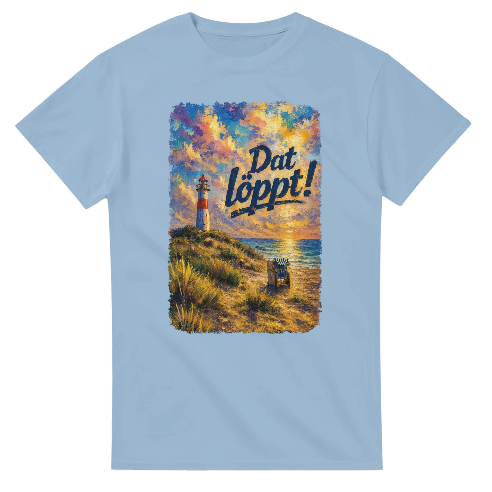 T-Shirt in Natur mit Motiv „Dat löppt! Typisch Norddeutsch“