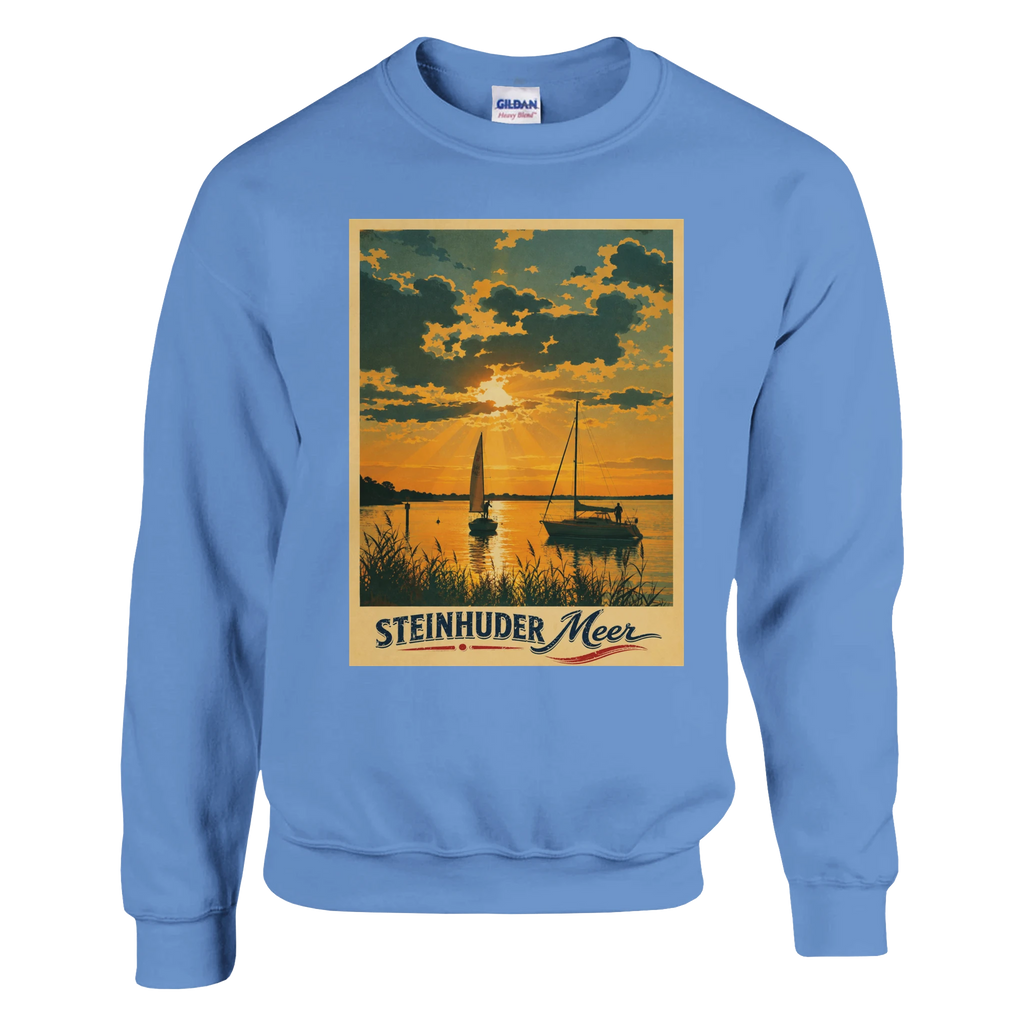 Pullover in Weiß mit Motiv „Segler am Steinhuder Meer beim Sunset“