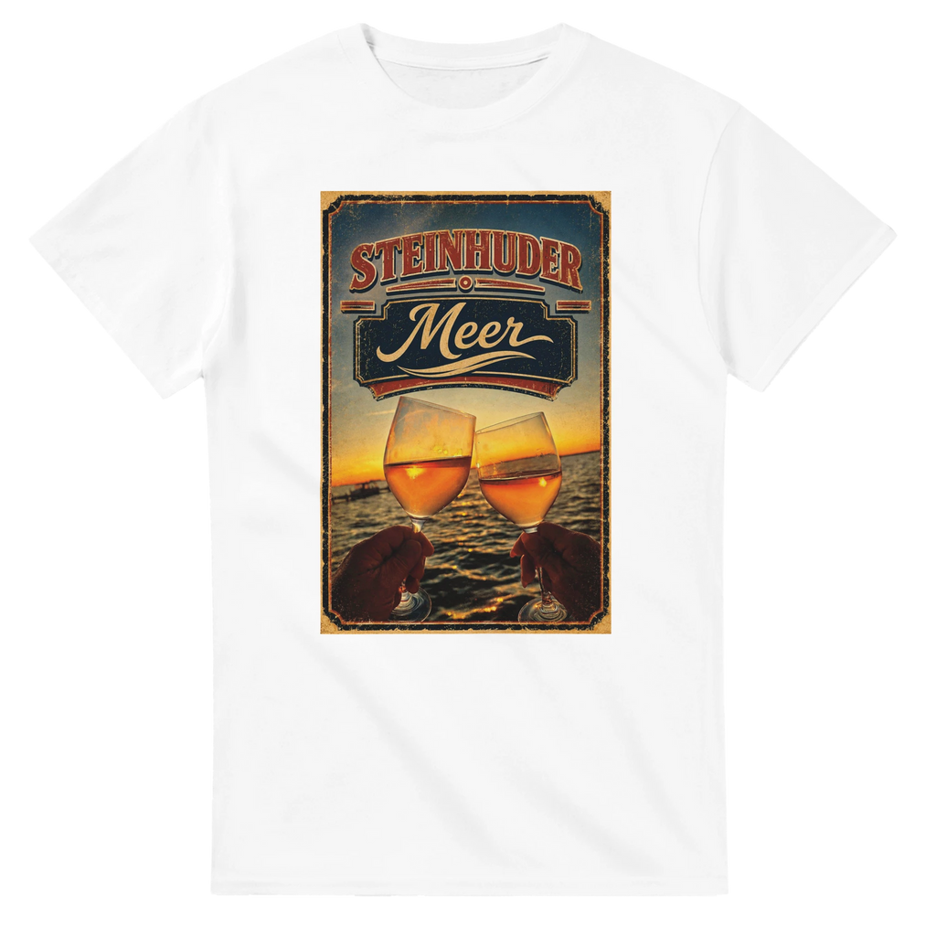 T-Shirt in Natur mit Motiv „Stößchen bei Sunset“