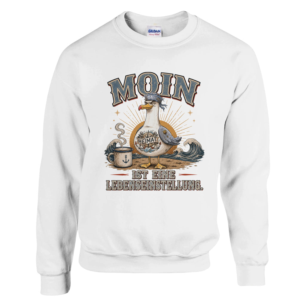 Pullover in Weiß mit Motiv „Mehr Gesabbel braucht keiner“