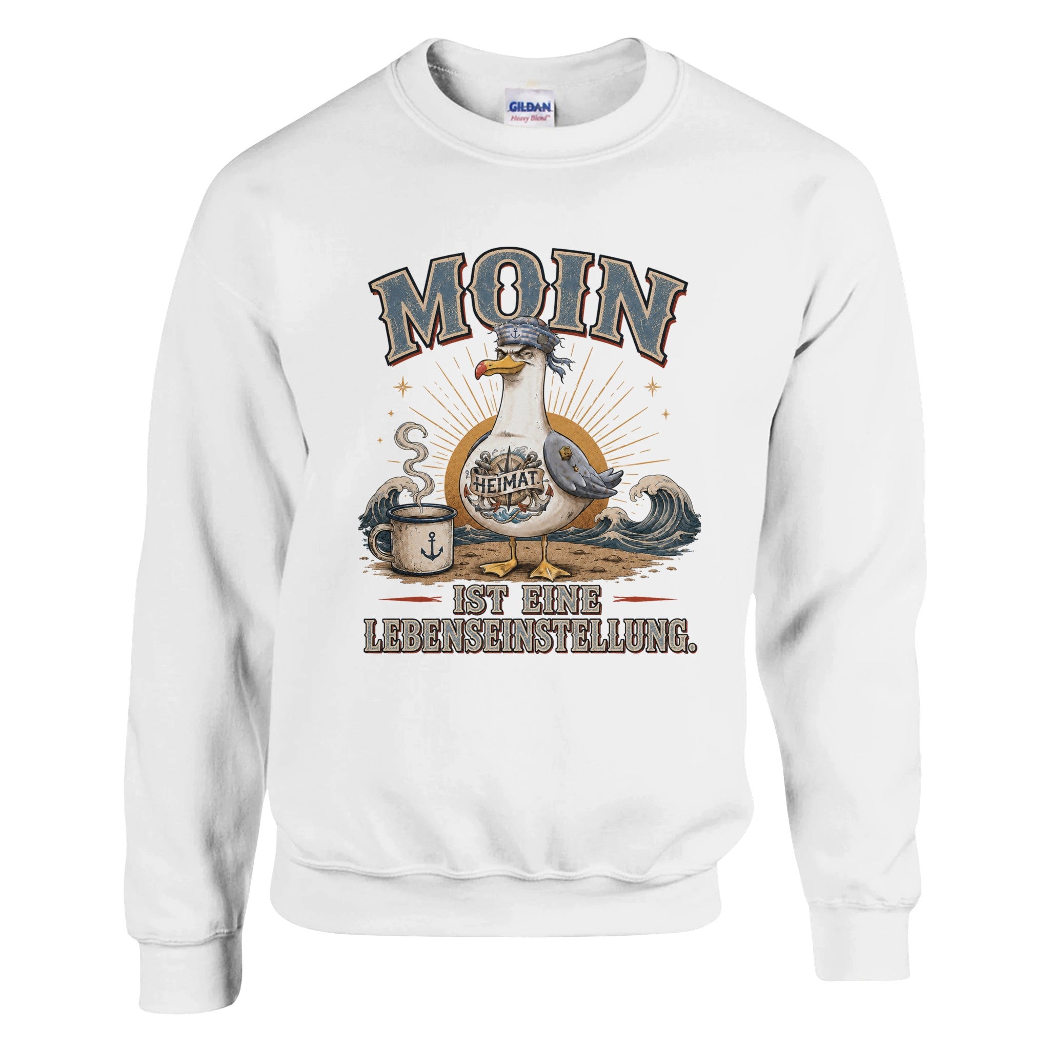 Pullover in Weiß mit Motiv „Mehr Gesabbel braucht keiner“