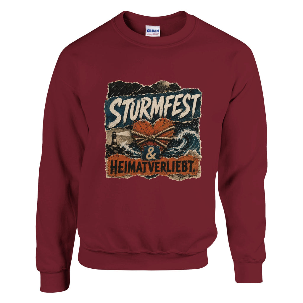 Pullover in Weiß mit Motiv „Sturmfest & Heimatverliebt“